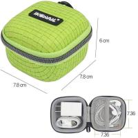 绿色 正方形款7.8*7.8*6 耳机收纳包盒 充电器收纳包随身便携 数据线u盘收纳包 IKSNAIL