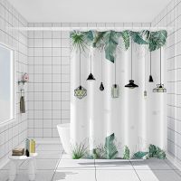 绿叶吊灯(防水抗霉) 无杆浴帘宽80*高180(送环) 防水防霉浴室浴帘卫生间帘子挂帘洗澡窗帘隔断帘淋浴帘免打孔套装
