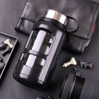 黑色700ML(送杯刷) 欧米刻玻璃杯超大容量双层户外水杯过滤泡茶杯男女便携耐热杯子