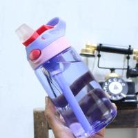 鸭嘴款紫色450毫升 一个水杯 吸管杯大人少女心孕妇产妇便携塑料喝水杯子男有提绳刻度学生水壶