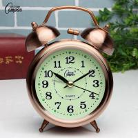 康巴丝3寸红古铜夜光 金属创意时尚现代卧室床头静音学生超大声闹钟