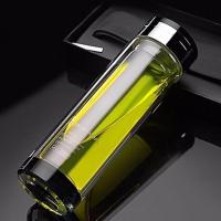 黑水晶-380毫升 大容量高档双层玻璃杯男女士办公车载茶杯带盖过滤网耐热茶水分离