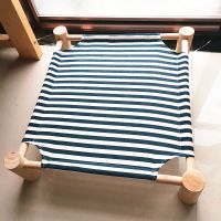 蓝色条纹款 单独替换布 猫咪狗狗宠物行军床四季通用四角隔空吊床可拆洗实木猫狗窝沙发床