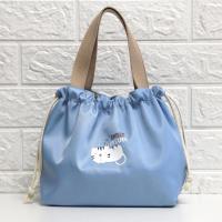 甜睡猫浅蓝色 防水便当包饭盒袋学生饭袋子手提袋时尚午餐包便当袋可爱带饭包包
