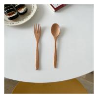 勺子 橘子酱x 韩国ins木质简约叉勺套装 创意家用木质餐具便携日式汤勺