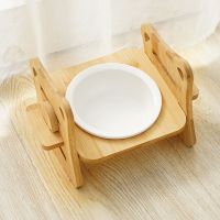 单碗白色(无图)+木架(可调节) 猫碗双碗猫盆陶瓷食盆猫粮盆单碗可调节猫碗架水碗宠物碗猫咪用品