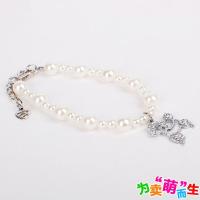 白色钻石贵宾狗项链 S-小号 10.8条/9.8条/8.8条 钻石贵宾狗项链 狗狗猫铃铛项链 珍珠项链