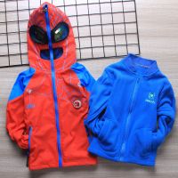 桔红色 薄外套+摇粒绒 110码建议不胖100-105身高穿 男童冲锋衣三合一可拆卸加绒加厚春秋款儿童蜘蛛侠外套秋冬装男