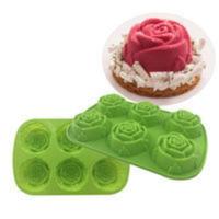 玫瑰花蛋糕模具皂模 硅胶蛋糕模具6连玫瑰花手工皂布丁果冻模具 24.5 * 16.5 * 3 CM