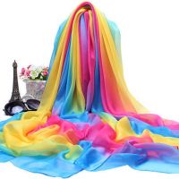 七彩虹-彩色 155*50CM 秋冬沙滩巾围巾披肩女士羽毛丝巾女长款披肩春夏季海边防晒沙滩巾