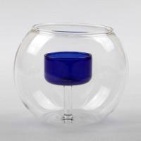 内劲烛台蓝色直径11高9.5口4.7 均码 欧式条纹玻璃台灯烛台浪漫家居有取放蜡烛的镊子可以在店铺购买