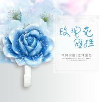 幽兰玫瑰 创意免打孔装饰树脂粘钩 白色玫瑰花朵挂衣钩 无痕卧室收纳挂钩