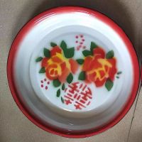 32厘米普通红盘 花色随机 菜盘托盘加厚石磨大盘老式茶盘搪瓷汝窑盘茶具瓷茶盘大号瓷盘.