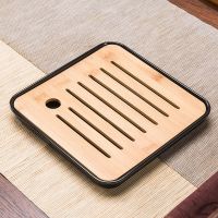 黑色正方形(20*20cm) 家用简约功夫茶盘茶具套装迷你储水密胺干泡小茶台长方形茶杯托盘