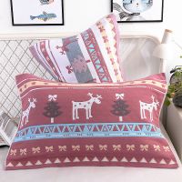 麋鹿豆沙一对 纱布枕巾一对装全棉情侣枕头巾欧式加大厚盖巾防滑