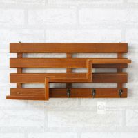 复古色梯形架-短距挂钩 木质复古装饰架 家居客厅书房店铺墙面上壁挂梯形隔板挂钩衣帽架