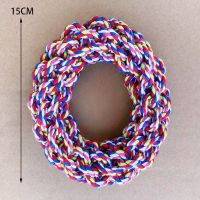 彩色绳 棉绳圈(中小狗玩具)_ 宠物狗狗耐咬玩具磨牙洁齿绳结玩具金毛中小型狗咬绳解闷大狗玩具