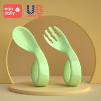 绿叉勺 儿童勺子吃饭韩式可爱训练筷子1236岁宝宝学吃饭初学叉勺餐具套装