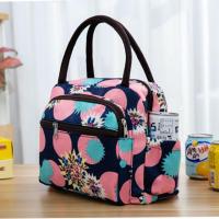 蓝底大班花 加厚防水帆布便当包妈咪包手提包小布包手拎饭盒袋上班女包妈妈包