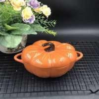 南瓜碗带盖双耳碗盖碗 南瓜碗带盖双耳碗盖碗蒸蛊烤碗番茄盅南瓜盅创意个性双耳陶瓷碗