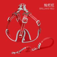 灿烂红收藏送1.5米牵引绳 XXS(建议3-6斤) 狗狗牵引绳狗绳子宠物中小型犬泰迪背心式项圈胸背带幼犬遛狗链子