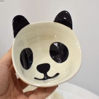 碗一只 集瓷 日单可爱熊猫手绘釉下彩熊猫造型陶瓷餐具 熊猫盘宝宝熊猫碗