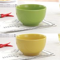 5.5英寸面碗2只装[绿+黄] 时尚彩色陶瓷餐具家用面碗大号米饭碗粥碗稀饭碗盘子套装瑕疵处理