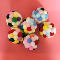 彩色毛绒球(约7cm) 1个 猫玩具自嗨球毛绒球小猫幼猫磨牙解闷球互动逗猫猫咪玩具球猫玩球