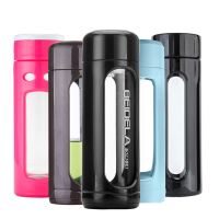 D混色430ml无过滤老款O 耐热双层玻璃杯办公塑玻杯韩版泡茶师杯子男女学生车载水杯防摔