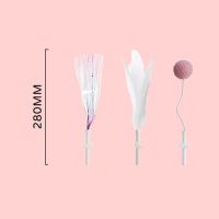 三头配件包 逗猫神器弹力逗猫棒杆羽毛丝带毛绒球可替换逗猫玩具猫咪玩具套装