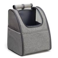 0722灰色 透气猫包外出便携宠物背包双肩书包猫咪用品携带折叠轻便狗包帆布