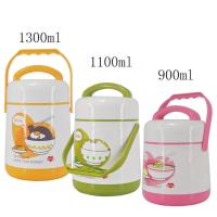 学生款绿色900ML 保温饭盒不锈钢内胆保温桶保温瓶保温杯大容量双层饭桶学生女TH10