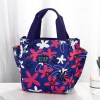 蓝底五叶花-特价 饭盒袋手提带饭帆布袋子保温饭盒包防水加厚午餐包手提大号妈咪包