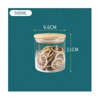 500ML(9.6*11CM) 日式玻璃密封盒竹木盖玻璃储物罐调料收纳罐茶叶罐子干果罐玻璃瓶