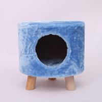 天蓝色长毛绒 四季通用人猫共用猫凳子猫窝床头柜床尾凳猫窝猫爬架换鞋凳脚凳