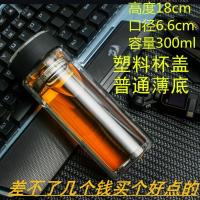 给力黑300ML加厚水晶底 加厚双层玻璃杯男女便携泡茶杯子大容量水杯水晶保温杯喝水杯防烫