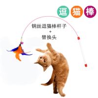 逗猫棒 (款式 颜色 随机) 猫咪逗猫棒 宠物猫逗猫神器 韧性钢丝杆带铃铛 羽毛替换头猫玩