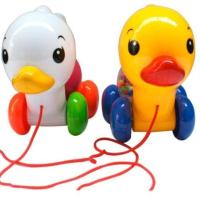 牵绳小鸭_ 1个随机颜色 拖拉小鸭子拉线带摇铃多功能婴幼儿拉绳小狗学步小孩拉车小马玩具