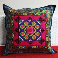 45x45cm不含芯 玫红色 十字绣 云南民族风复古刺绣抱枕刺绣靠垫床上沙发抱枕靠枕套中国风抱枕套