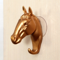 马头金色 创意立体动物挂钩吸盘挂钩墙面装饰挂钩多功能马头衣服挂钩钥匙挂