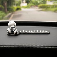 黑色兔子停车卡[坐姿帽子] 兔子公仔临时停车号码牌创意汽车挪车电话号码牌卡车内饰品摆件