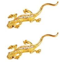 [金色壁虎]一对 一对带钻壁虎车贴金属镶钻壁虎车尾贴3D立体个性划痕贴汽车装饰贴