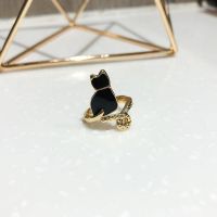 小猫咪款 指甲戒指韩版时尚气质猫咪珍珠水钻护甲套关节指环指甲盖装饰戒女