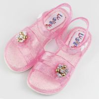浅粉 26码 内长约17.5CM 女童凉鞋中大童公主鞋女果冻软底塑料水晶胶防滑韩版露趾时尚学生