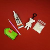 小熊钥匙扣果冻白材料包 2mm钻 手工diy贴钻创意暴力熊钥匙扣材料包粘钻小熊挂件送女生礼物
