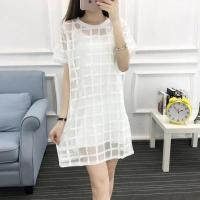 白色连衣裙两件套 8589# 5XL 矮个子胖子女装150cm小个子胖mm夏装洋气显高微胖遮肚子套装裙xs