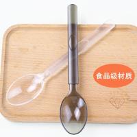 美式简装黑色50只 挖西瓜勺一次性外卖打包勺独立包装高档加厚长柄饭勺加硬西餐勺子