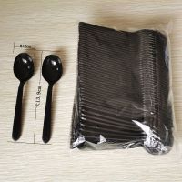 肯德基勺黑色 100支试用装 一次性勺子长柄饭勺外卖打包汤勺加厚塑料勺圆头甜品勺调羹粥勺