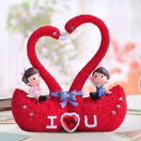 大号镶钻玫红情侣天鹅(款) 欧式客厅麋鹿摆件创意家居装饰品客厅玄关电视柜工艺品办公室摆设