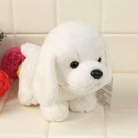 乳白色 高15厘米长20厘米 乖娃娃仿真动物小狗毛绒玩具雪纳瑞汽车摆件趴趴狗公仔抓机布娃娃